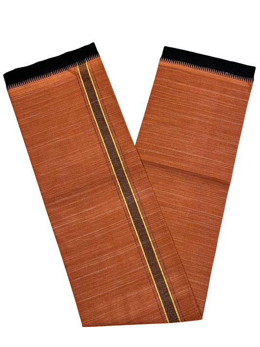 Southloom Saffron (Kaavi) Black Printed Single Mundu / Lungi (South Indian Kerala Dhoti)