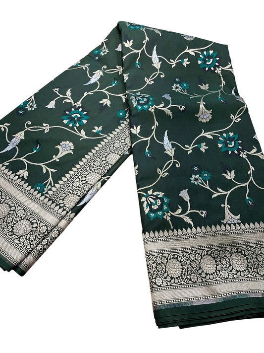 Southloom Pure Banarasi Silk Saree with Woven Work on Body and Borders (Green)