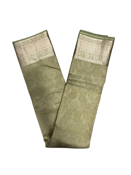 Southloom Pure Handloom Bridal Kanchipuram Silk Saree with Korvai Work (Green)