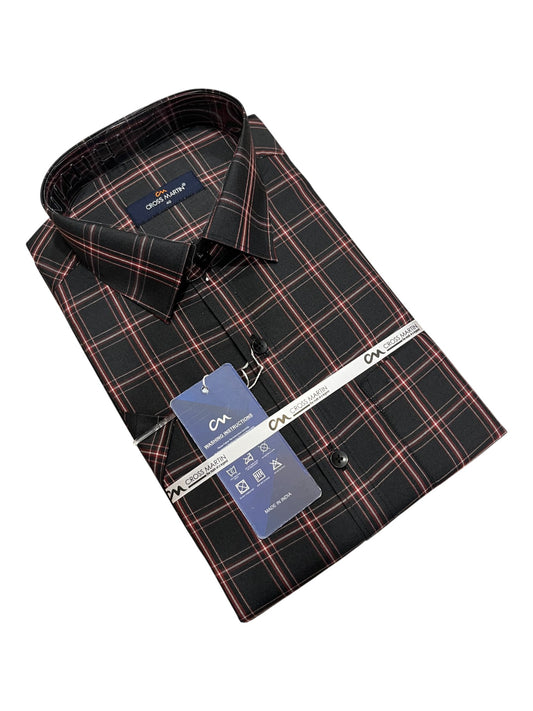 Southloom Pure Cotton Black Check Shirt (40 HS)