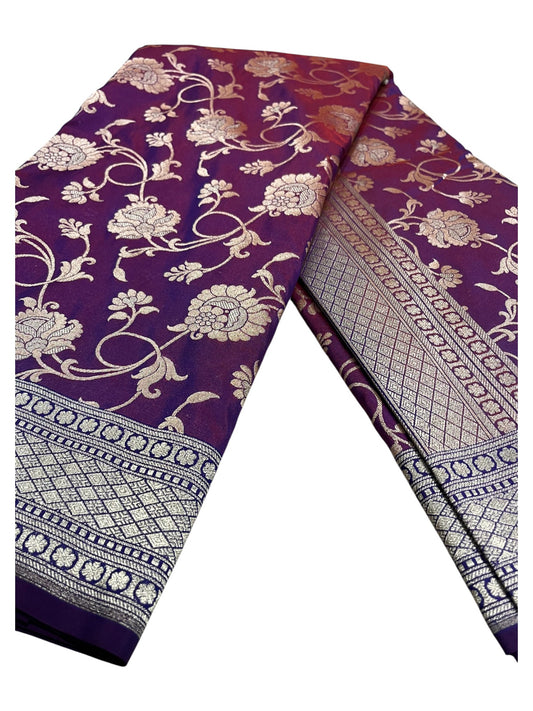 Southloom Banarasi Silk Saree with Woven Work on Body and Borders(Blue)