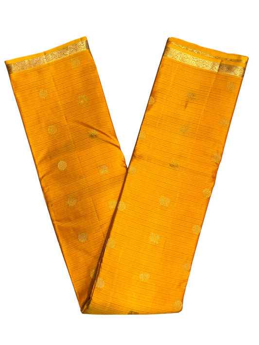 Southloom Pure Handloom Bridal Kanchipuram Silk Saree with Korvai Work (Yellow & Blue)
