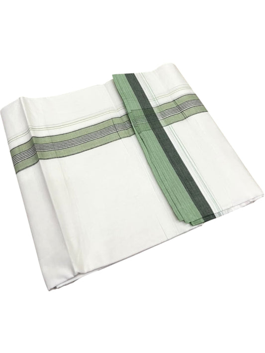 Southloom Pure Cotton Mundu with Green & Black Border (South Indian Kerala Dhoti)