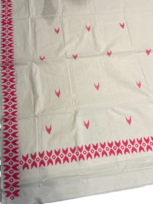 Southloom Ikat Design Pink Printed Saree with Blouse Piece
