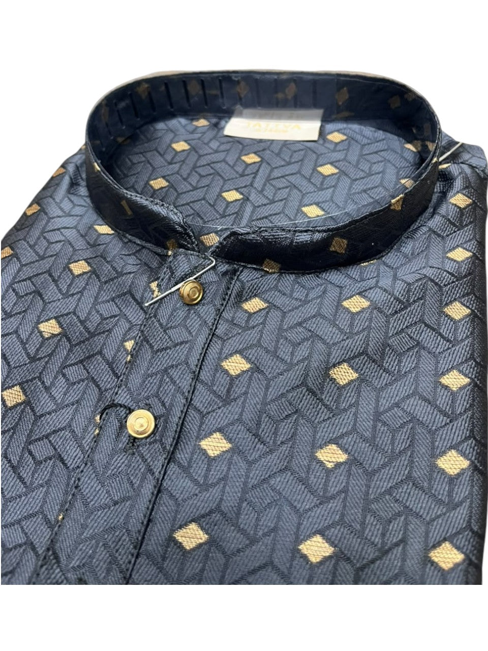 Southloom Blue Woven Patterns Semi Silk Short Kurta for Men SL590
