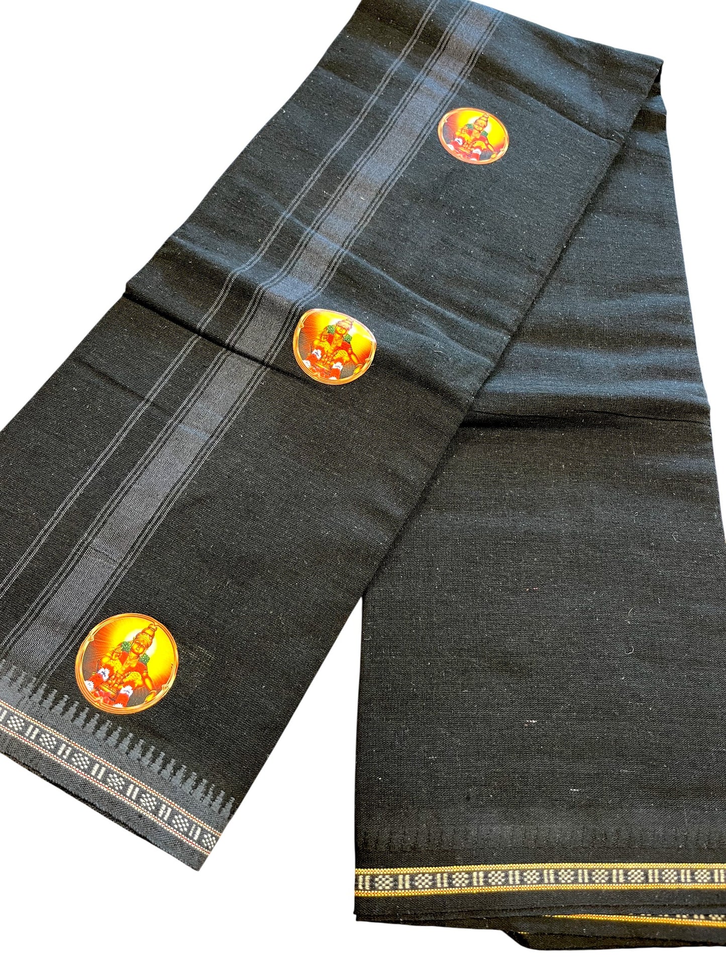 Southloom Black Printed Ayyapan Single Mundu / Otta Mundu (South Indian Kerala Dhoti)