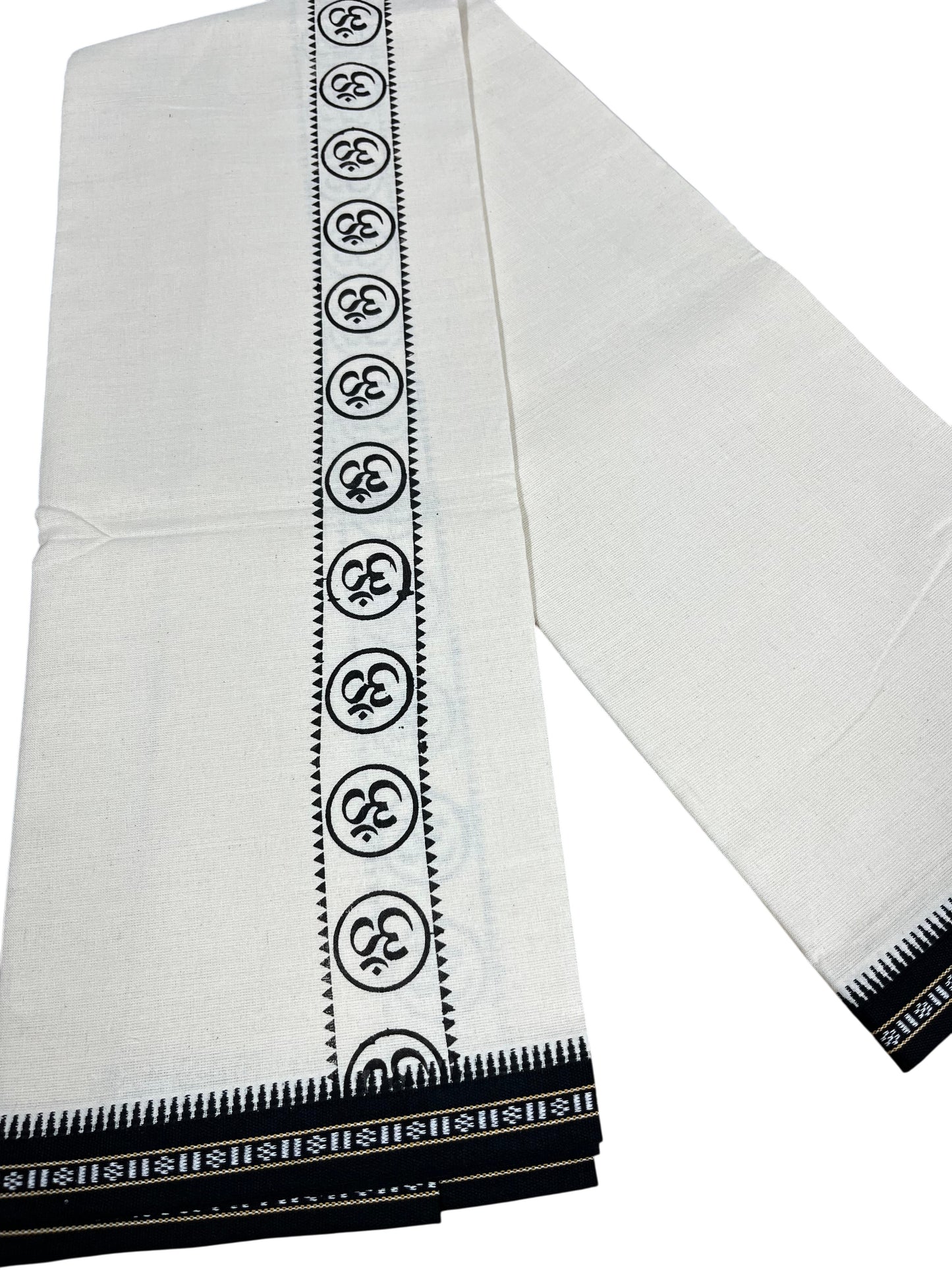 Southloom White Printed Single Mundu / Otta Mundu / Lungi (South Indian Kerala Dhoti)
