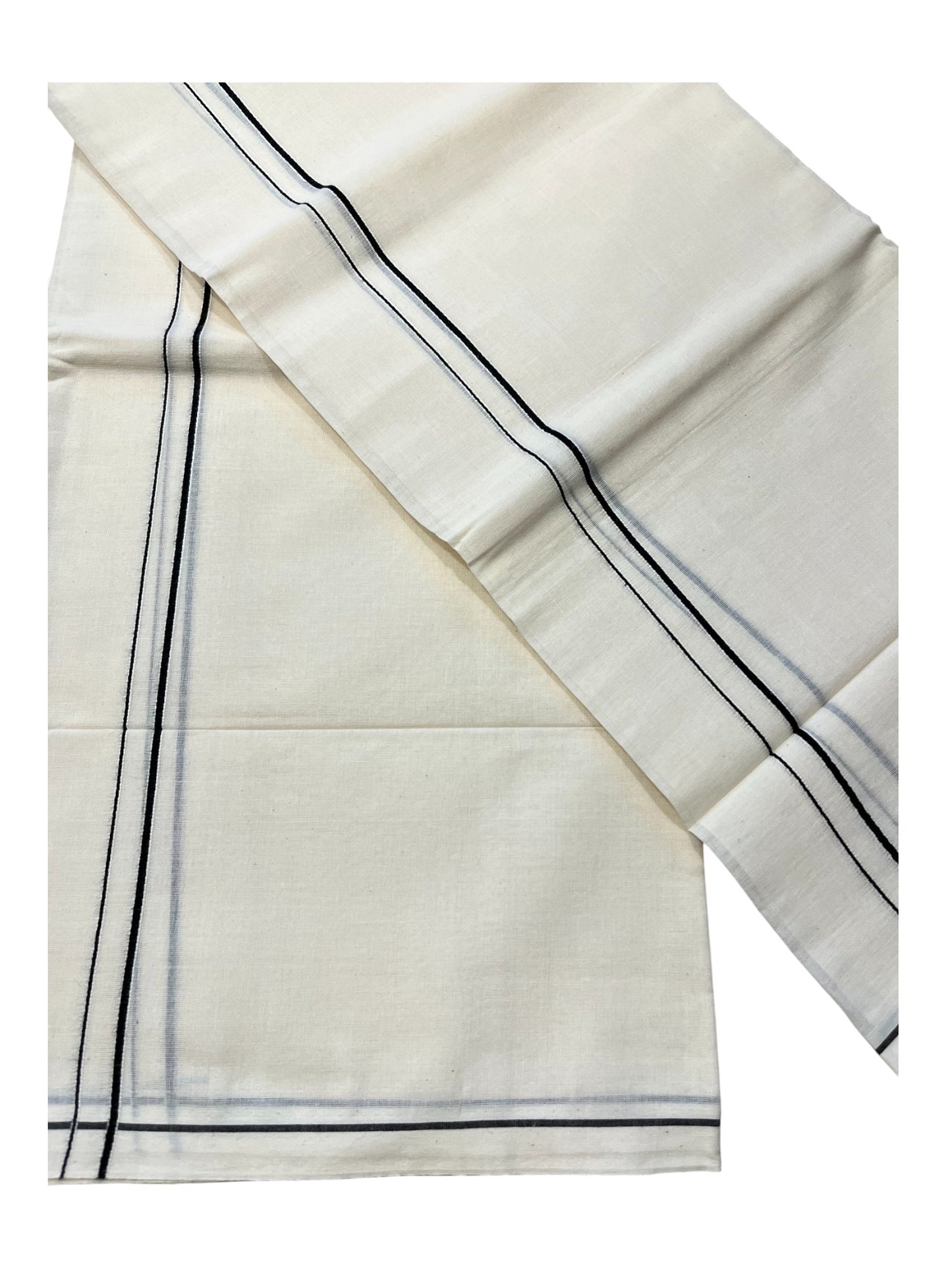Kerala Cotton Mundum Neriyathum Single (Set Mundu) with Black Eerkkil Kara