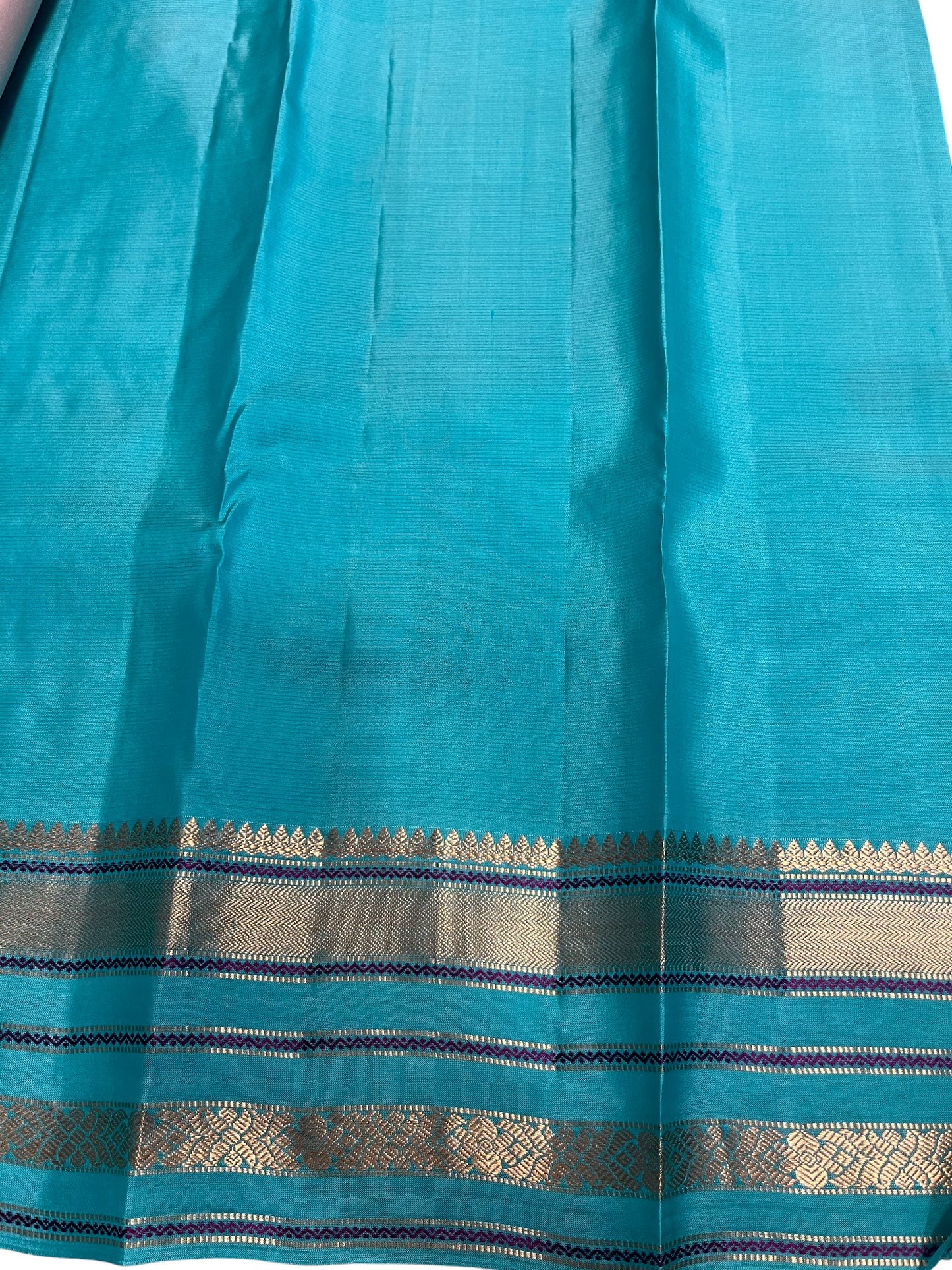 Southloom Pure Handloom Bridal Kanchipuram Silk Saree with Korvai Work(Beige & Blue)
