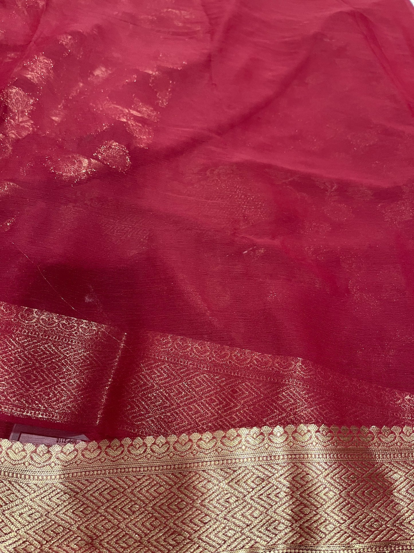 Southloom Georgete Banarasi Silk Saree with Woven Work on Body and Borders