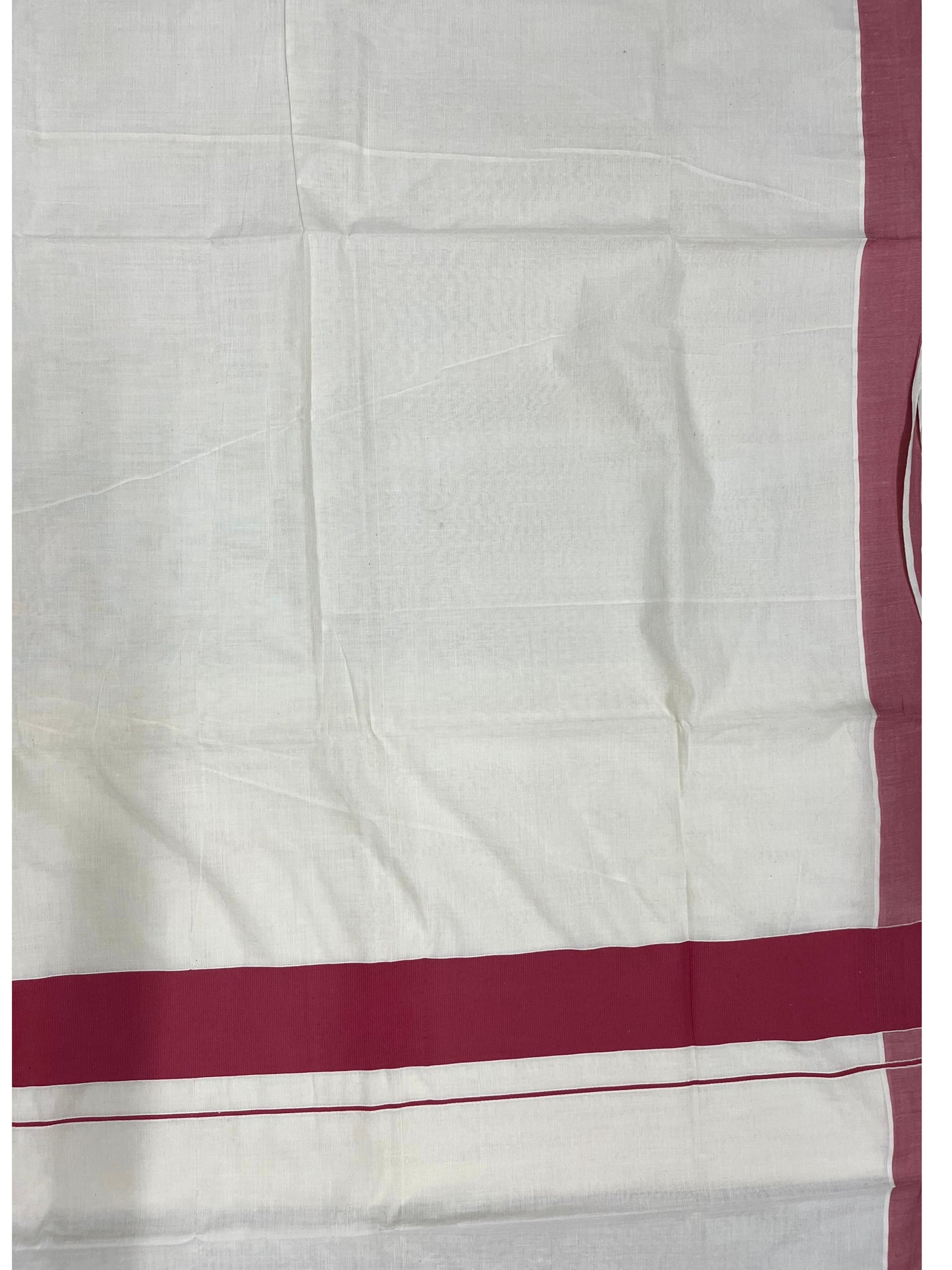 Southloom Kerala Pure Cotton Plain Kasavu Saree with Brike Red Border 3 inch