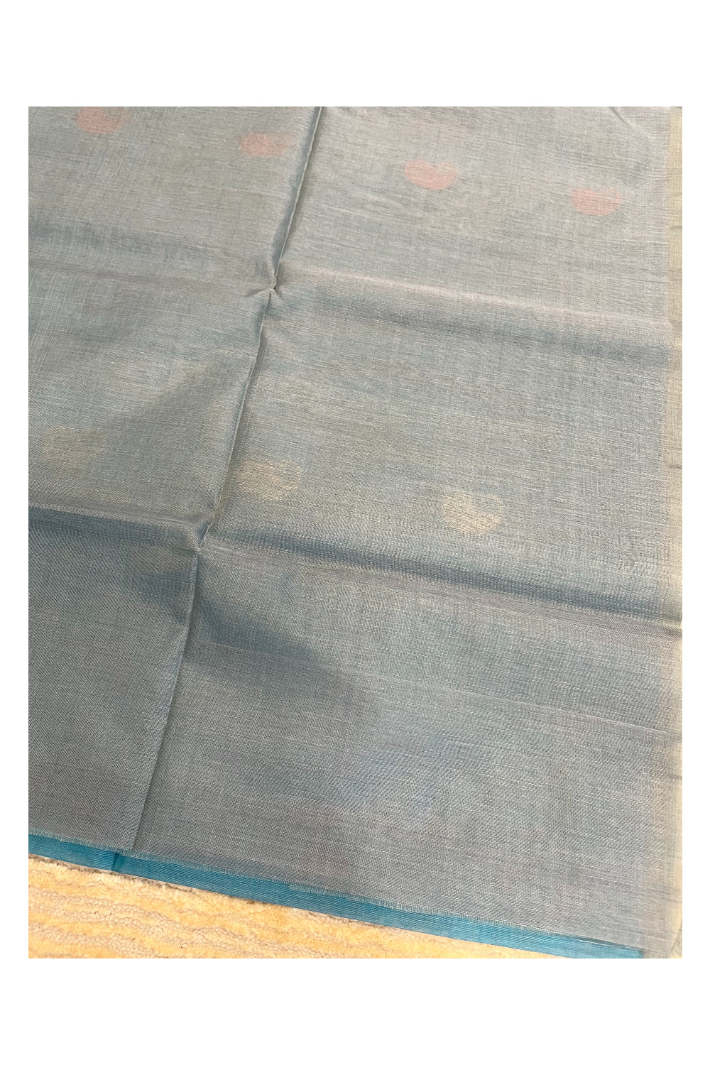 Southloom Pure Handloom Cotton Silk Saree With Handwoven Work Across Body and Blouse in Blue And Grey