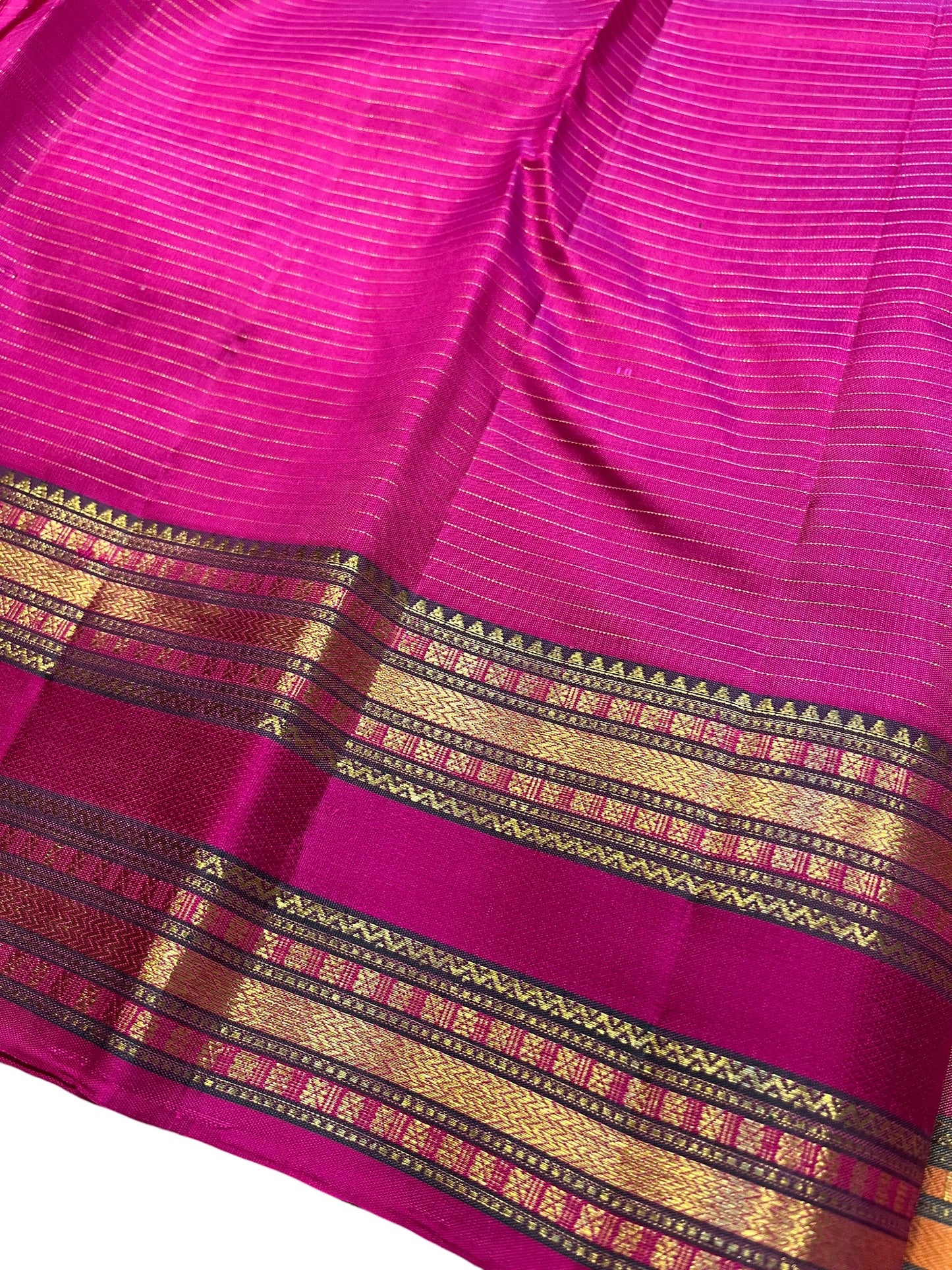 Southloom Pure Handloom Bridal Kanchipuram Silk Saree with Korvai Work (Peach & Magenta)