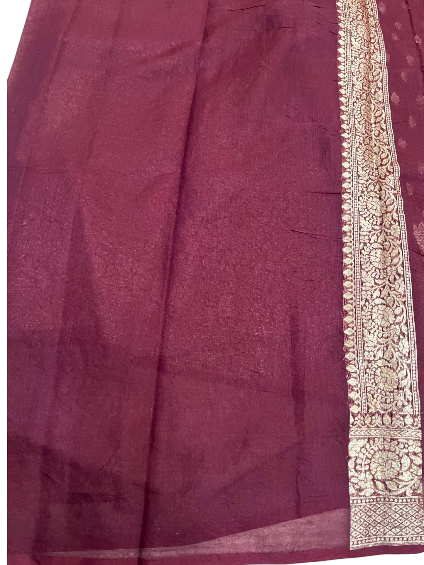 Southloom Cotton Banarasi Silk Saree with Woven Work on Body and Borders (Maroon)