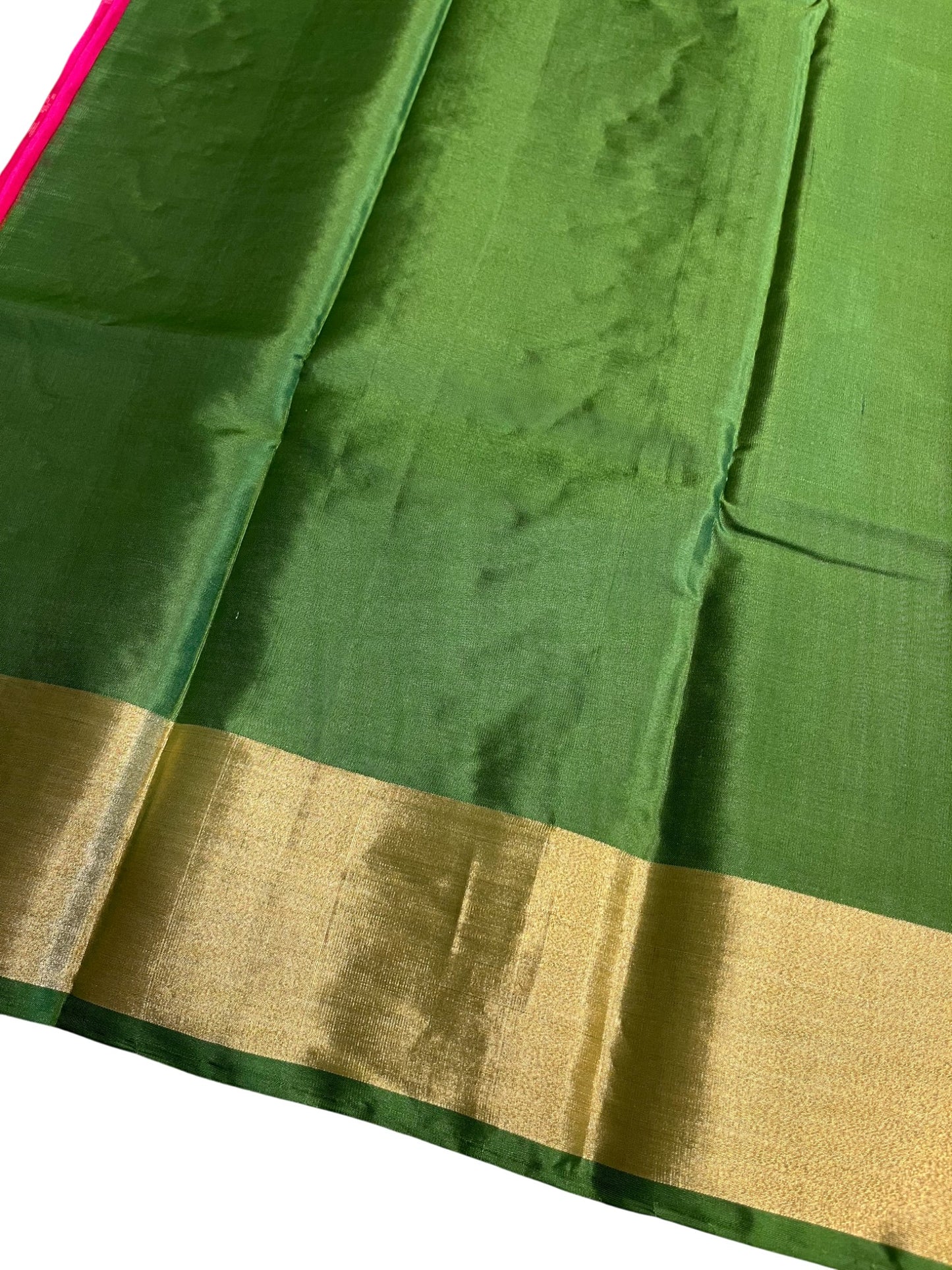 Southloom Pure Handloom Bridal Kanchipuram Silk Saree with Korvai Work (Green & Pink)