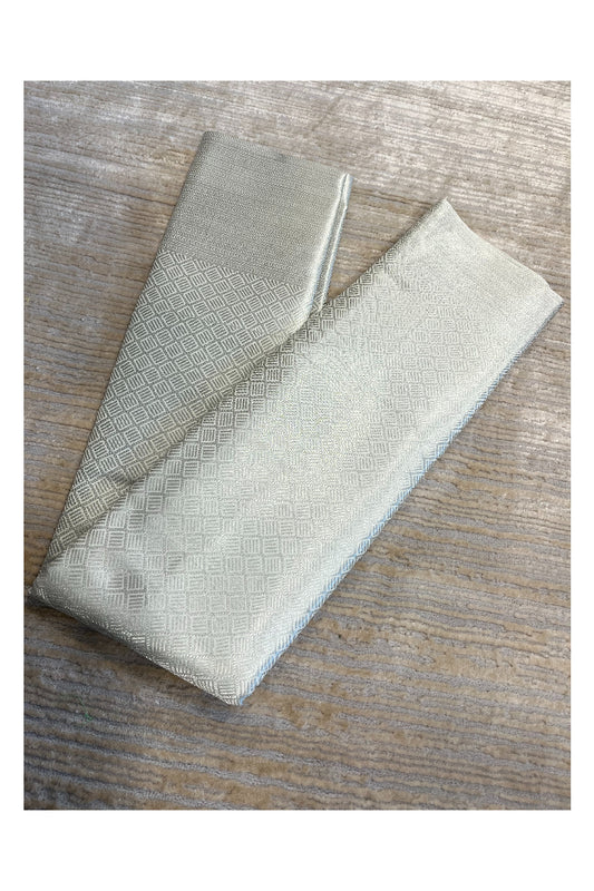 Southloom Brocade Silk Saree with Silver Zari Work in Silver Pastel Shade