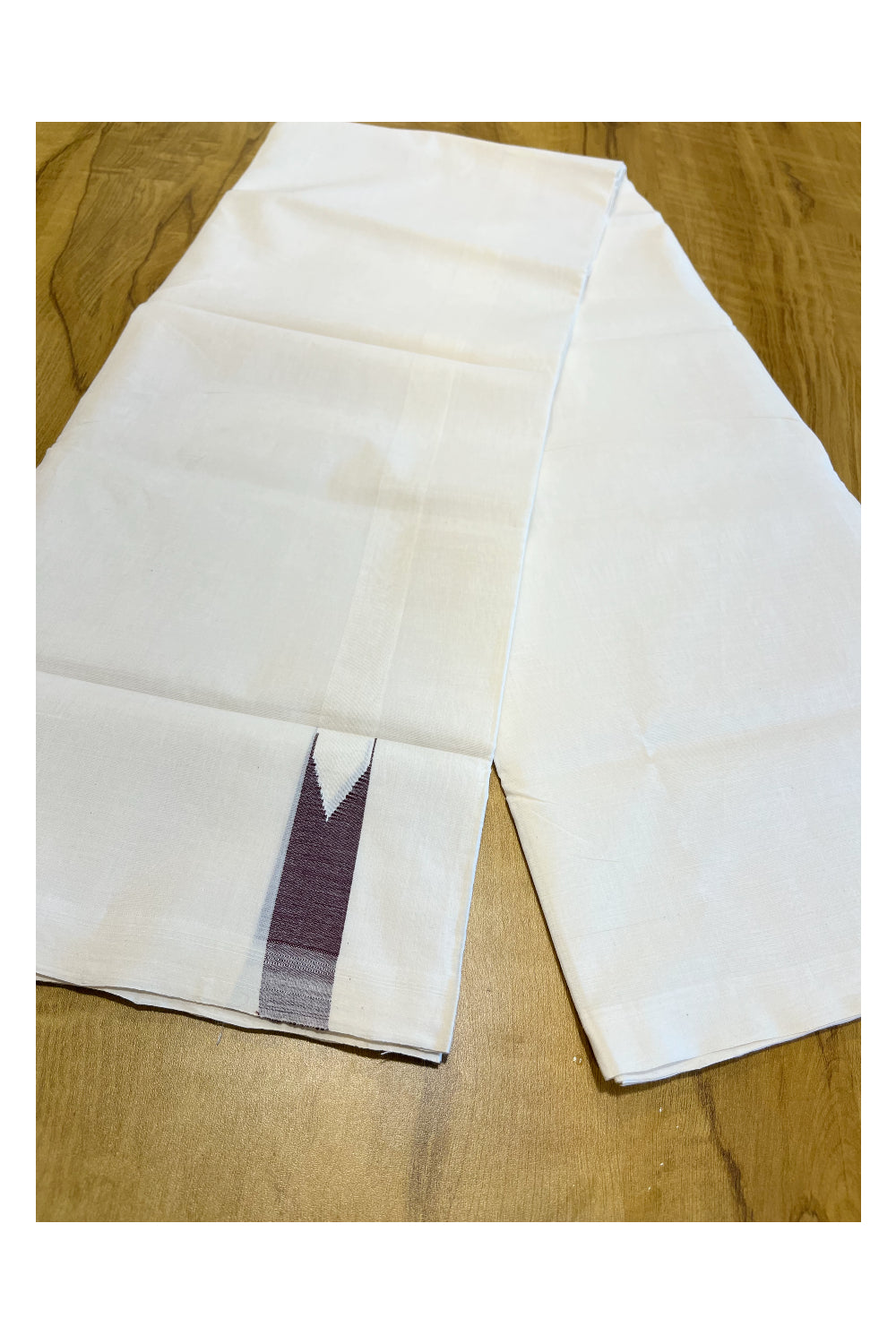 Southloom Premium Balaramapuram Handloom Double Mundu With Brown Chutti Kara