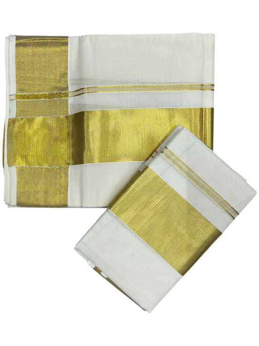 Kerala Cotton Plain Single Set Mundu (Mundum Neriyathum) with Half Fine 3 inch Border in 2.80 Mtrs