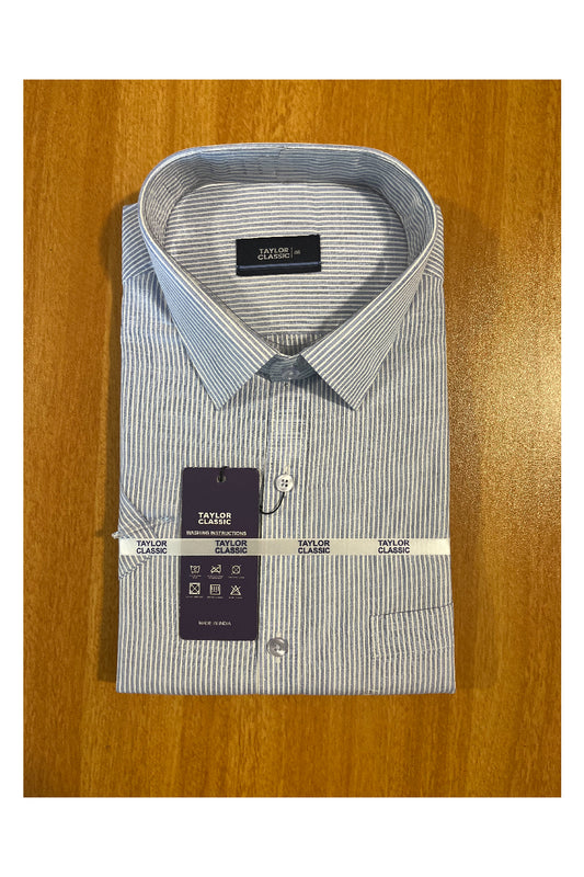 Pure Cotton Blue Shirt with White Lines SLSHIRT 46 HS
