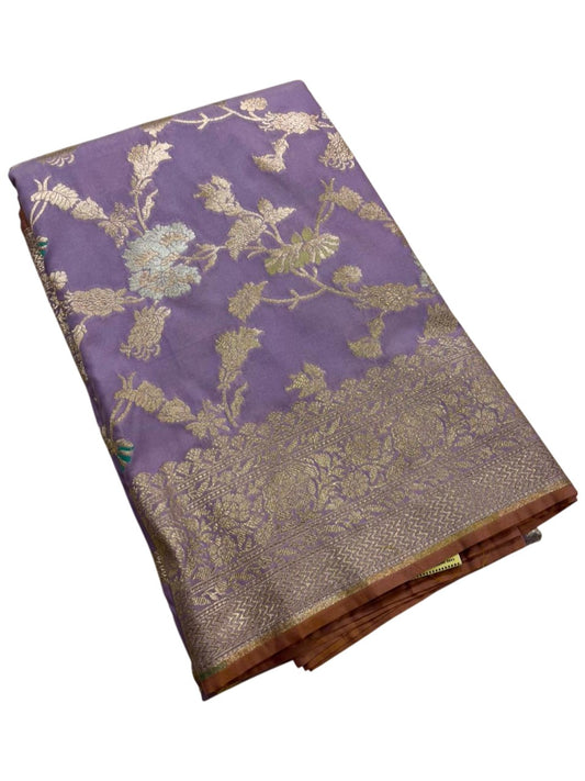Southloom Pure Banarasi Silk Saree with Woven Work on Body and Borders (Lavender)