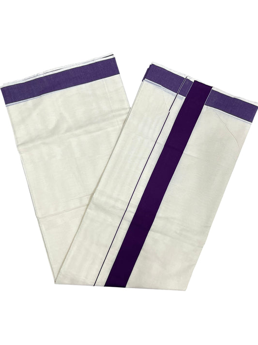 Southloom Pure Cotton Kerala Saree with Violet Plain Border