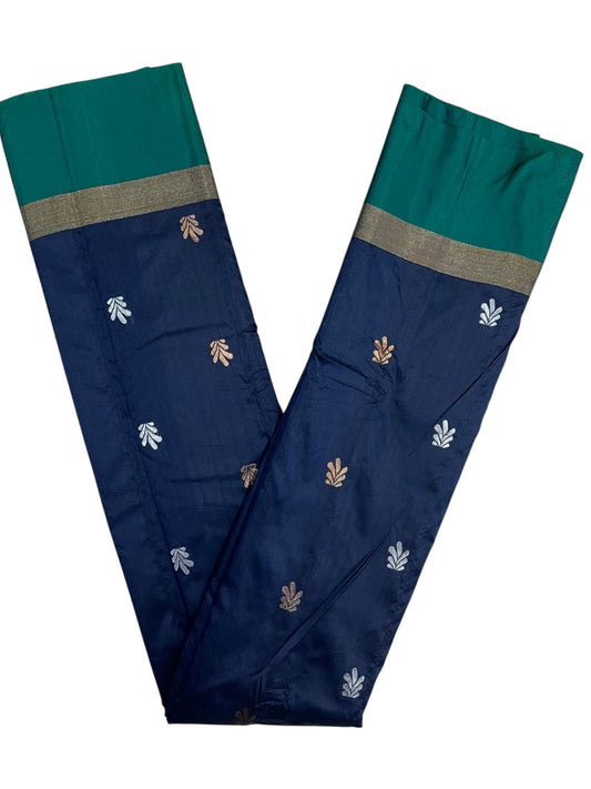 Southloom Semi Silk Saree with Silver Butta Work on Body Blue And Green