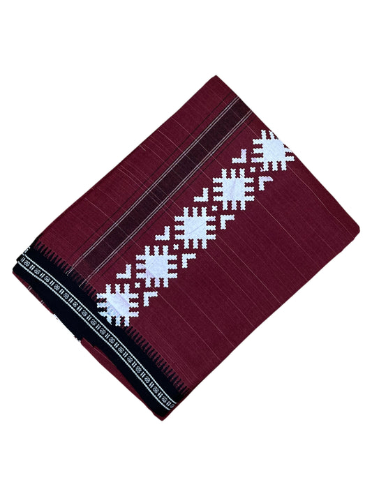 Southloom Maroon Printed Single Mundu / Otta Mundu / Lungi (South Indian Kerala Dhoti)