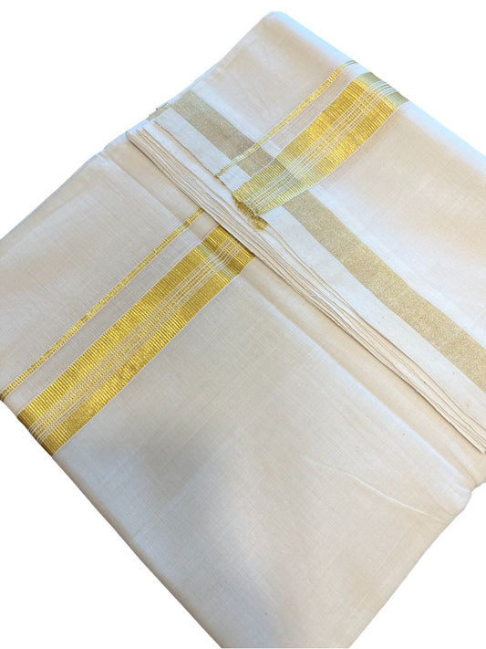 Southloom Premium Handloom Cotton Gold Kasavu Double Mundu