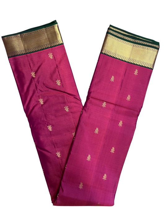 Southloom Pure Handloom Bridal Kanchipuram Silk Saree with Korvai Work (Magenta & Green)