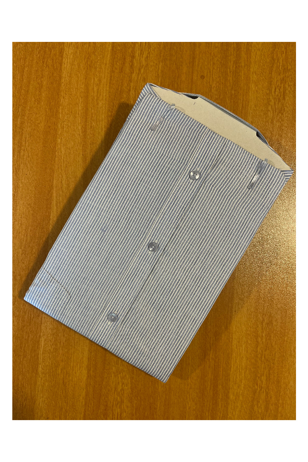 Pure Cotton Blue Shirt with White Lines SLSHIRT 46 HS