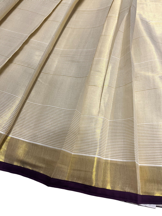 Southloom Semi Stitched Tissue Dhavani Set with Pavada and Purple Blouse Piece