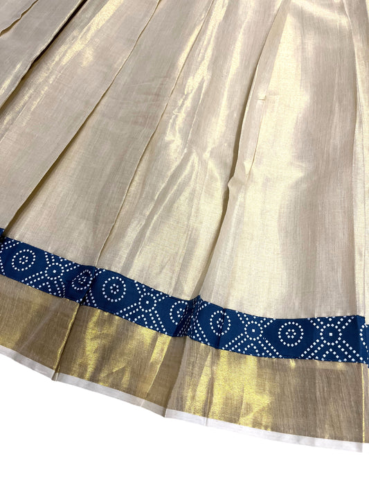 Southloom Semi Stitched Tissue Dhavani Set with Pavada and Ajrakh Blouse Piece