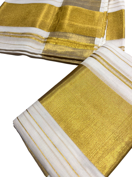 Southloom Premium Handloom Set Mundu with Kasavu and Golden Border (2.80 Mtr)