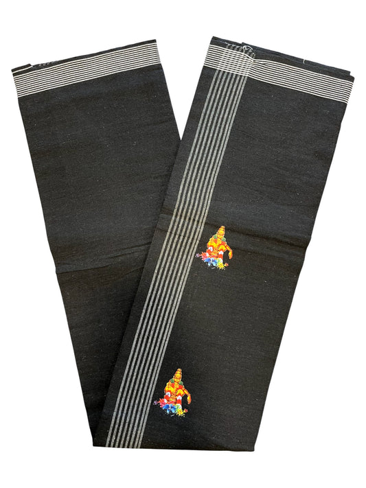 Southloom Black Printed Ayyapan Single Mundu / Otta Mundu (South Indian Kerala Dhoti)