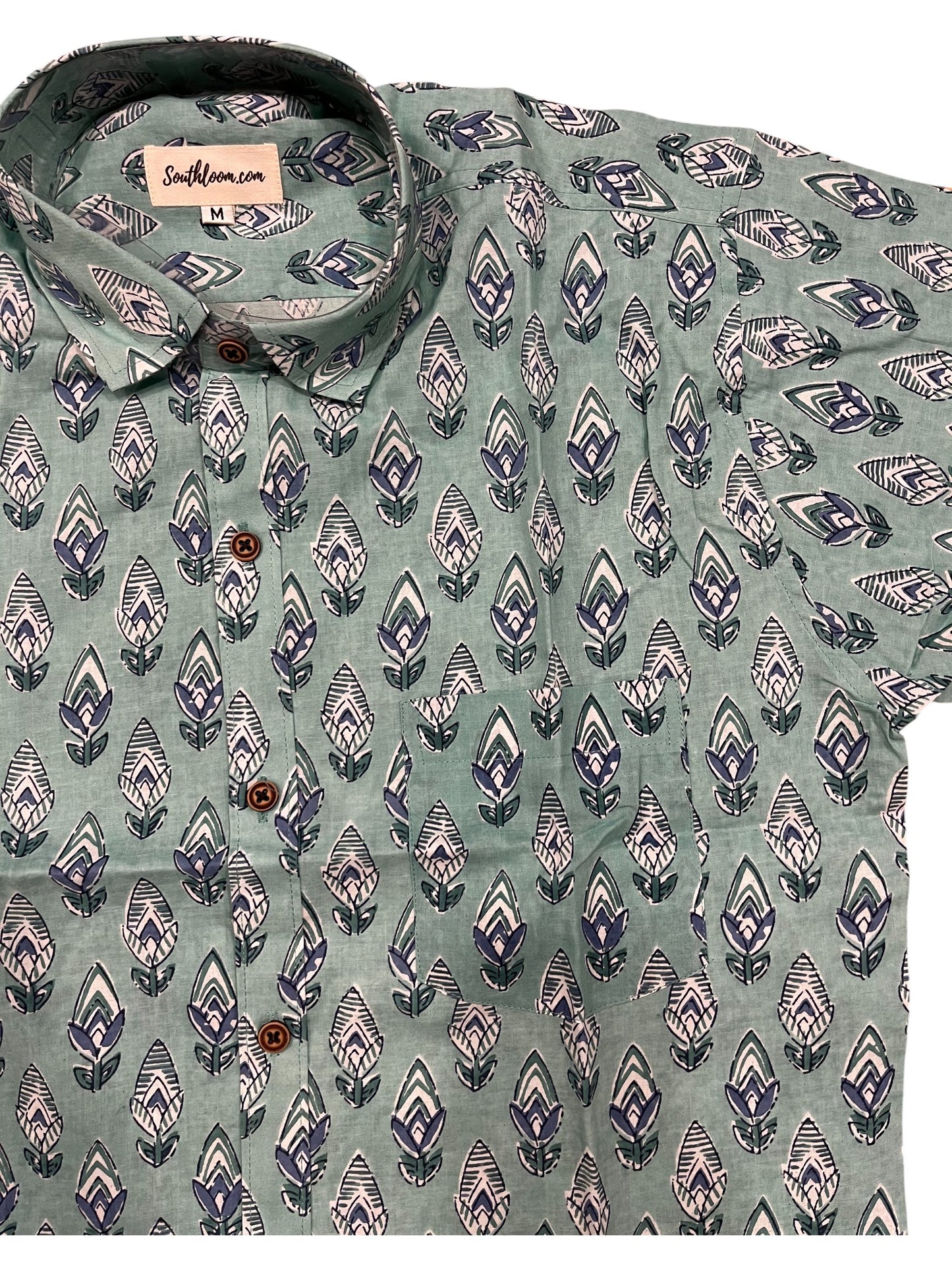 Southloom Jaipur Pure Cotton Block Printed Shirt for Men (Medium)