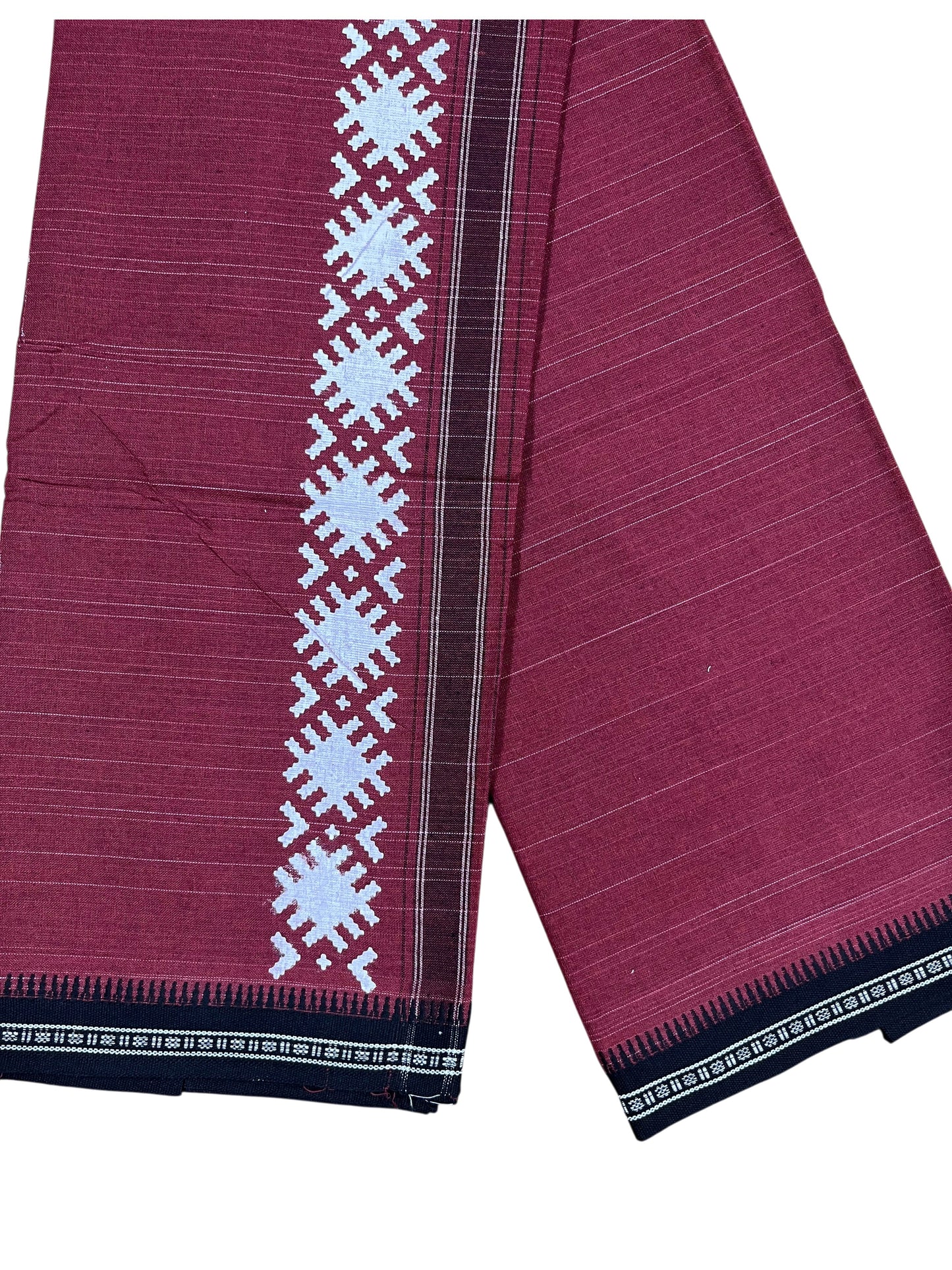 Southloom Maroon Printed Single Mundu / Otta Mundu / Lungi (South Indian Kerala Dhoti)
