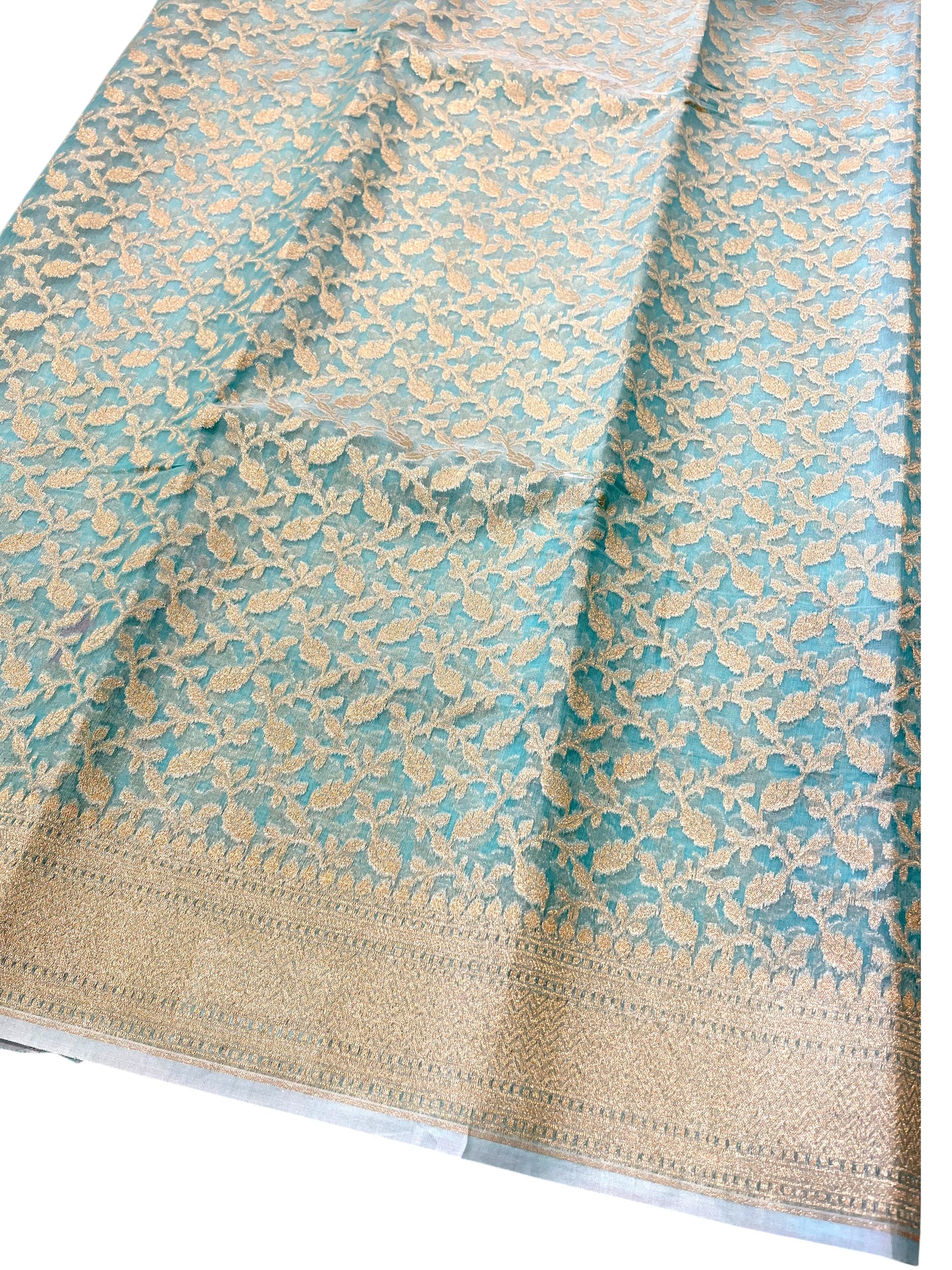 Southloom Cotton Banarasi Silk Saree with Woven Work on Body and Borders(Blue)