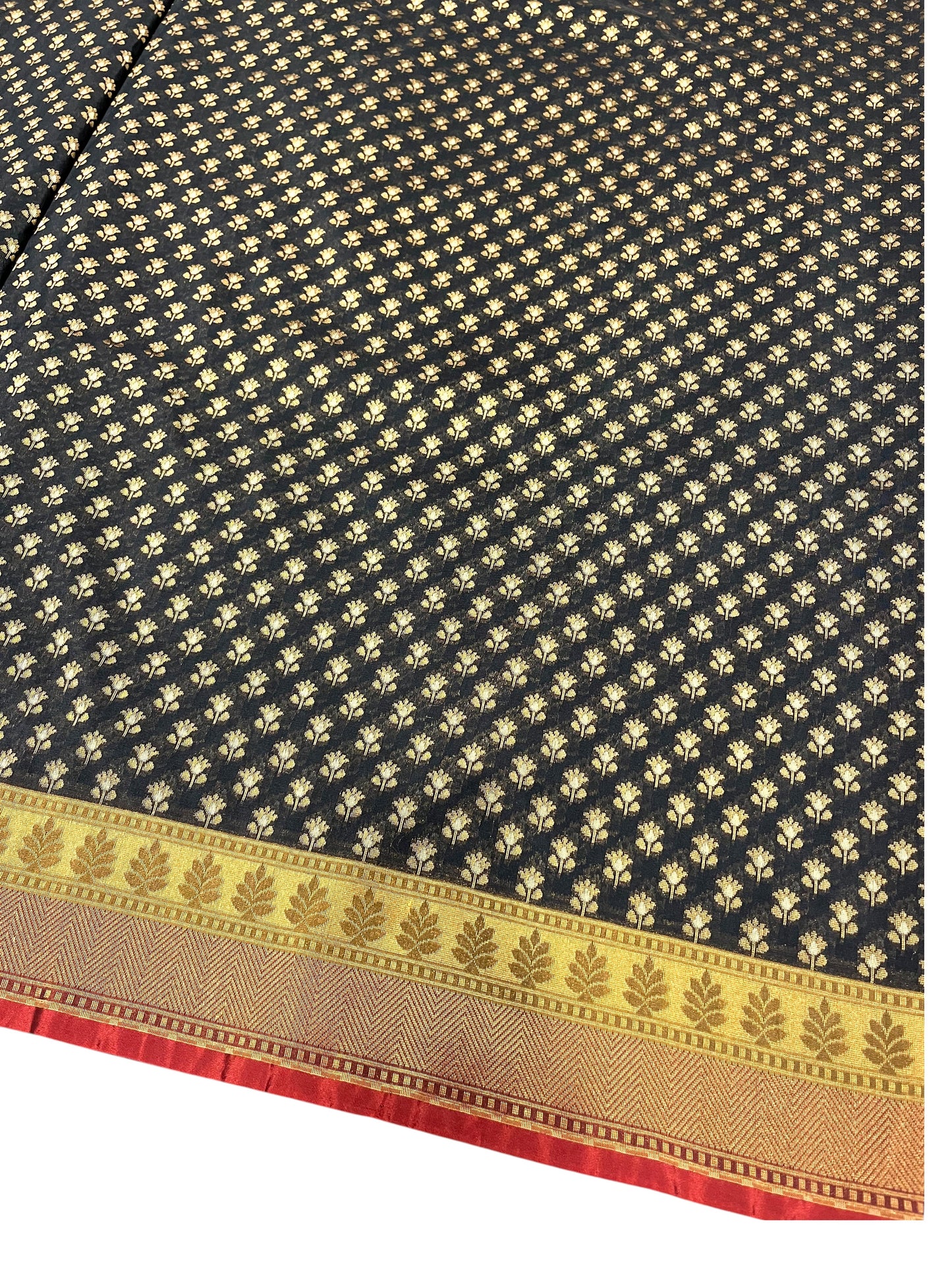 Southloom Cotton Banarasi Silk Saree with Woven Work on Body and Borders(Black)