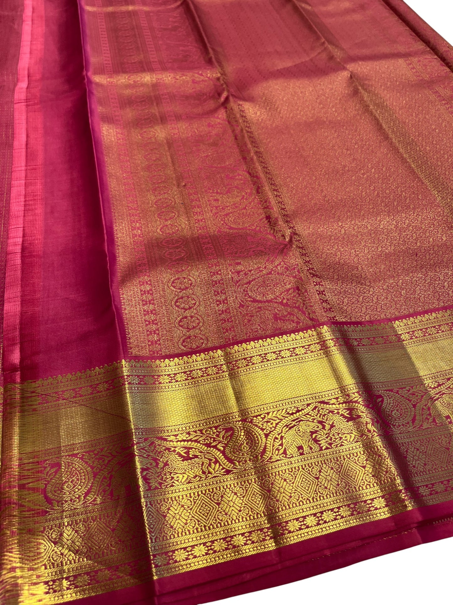 Southloom Premium Handloom Bridal Kanchipuram Silk Saree with Korvai Work
