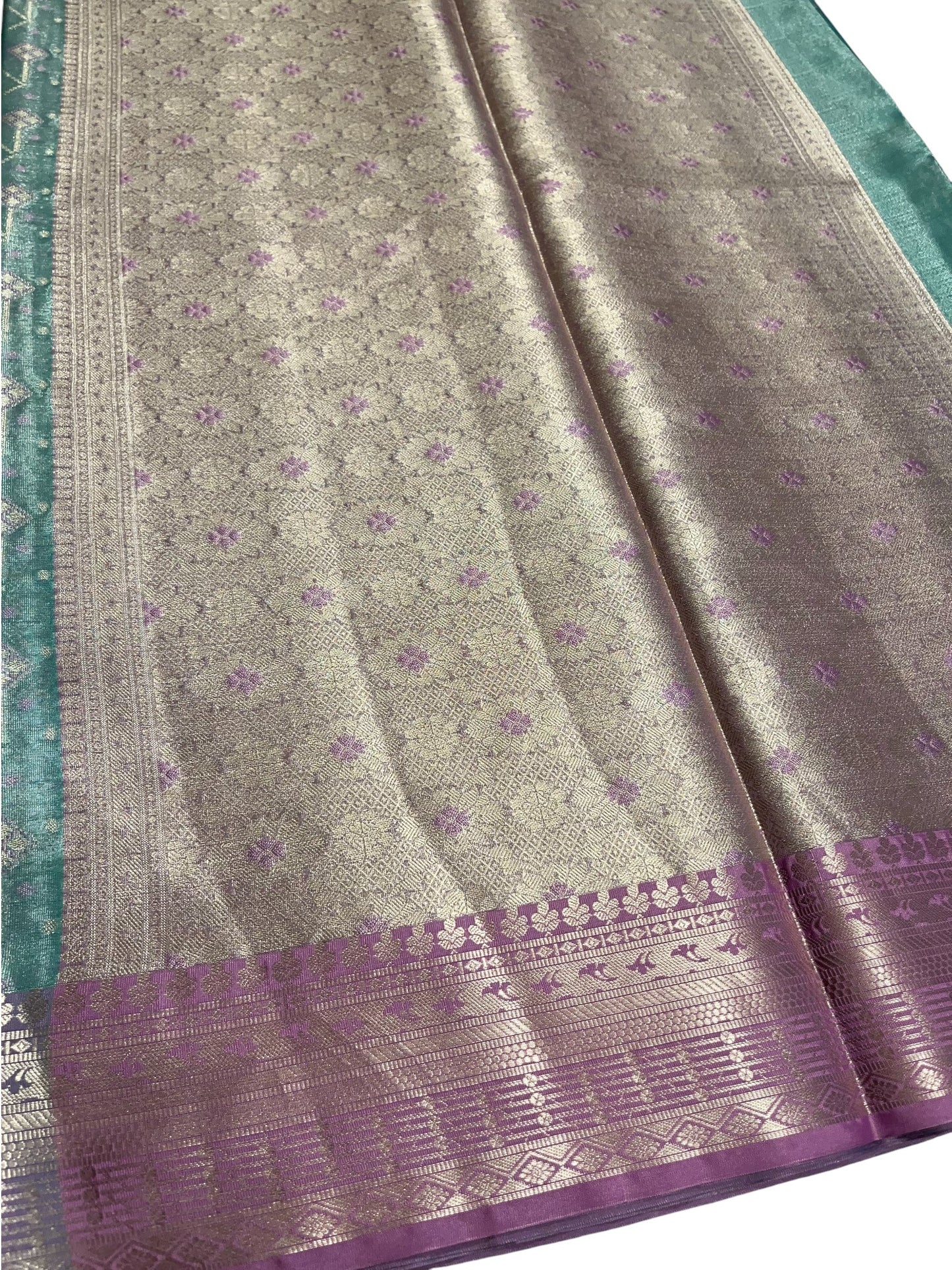 Southloom Semi Banarasi Katan Tissue Saree with Woven Work on Body and Borders