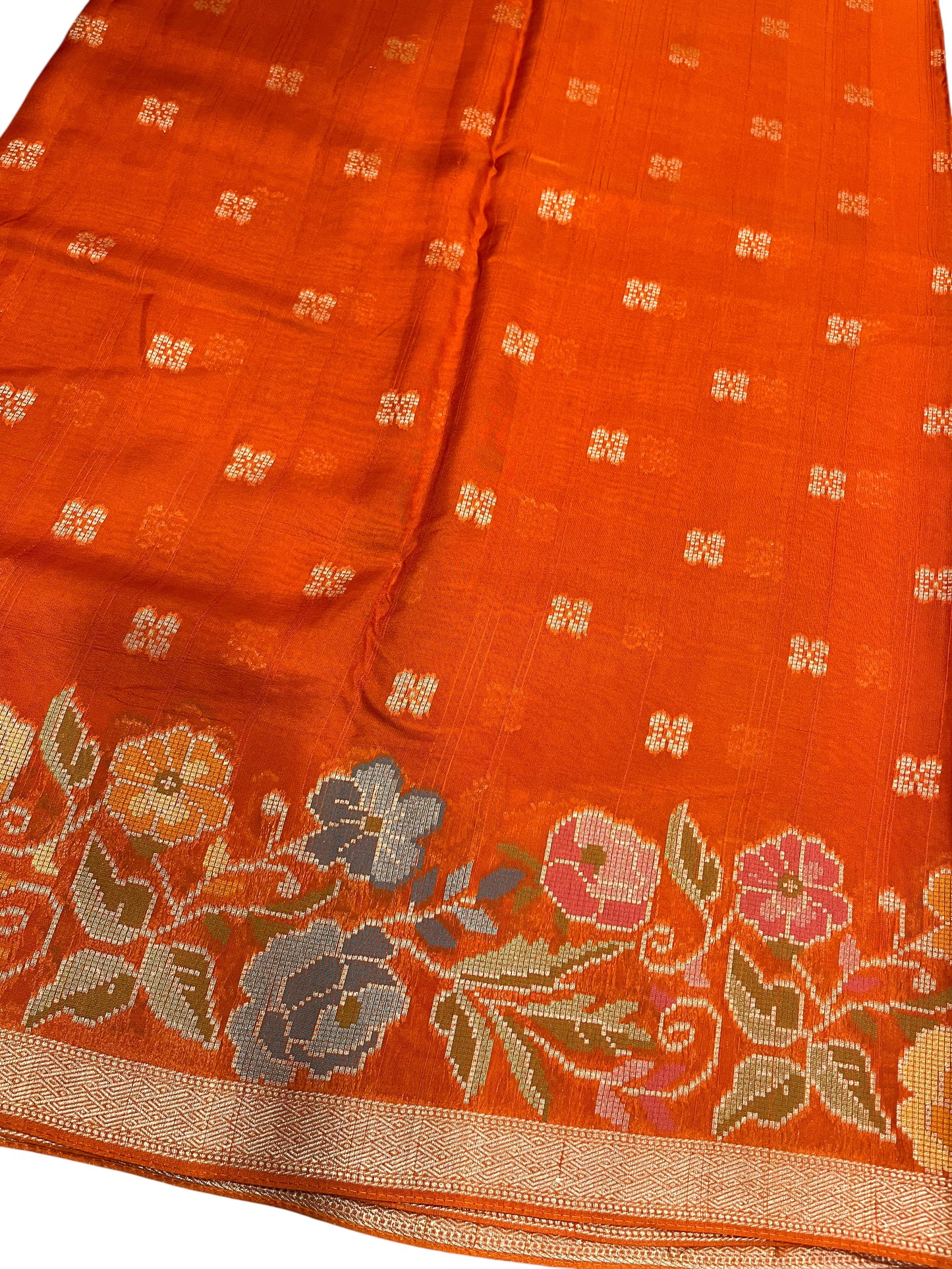 Southloom Banarasi Silk Saree with Woven Work on Body and Borders (Orange & Violet)
