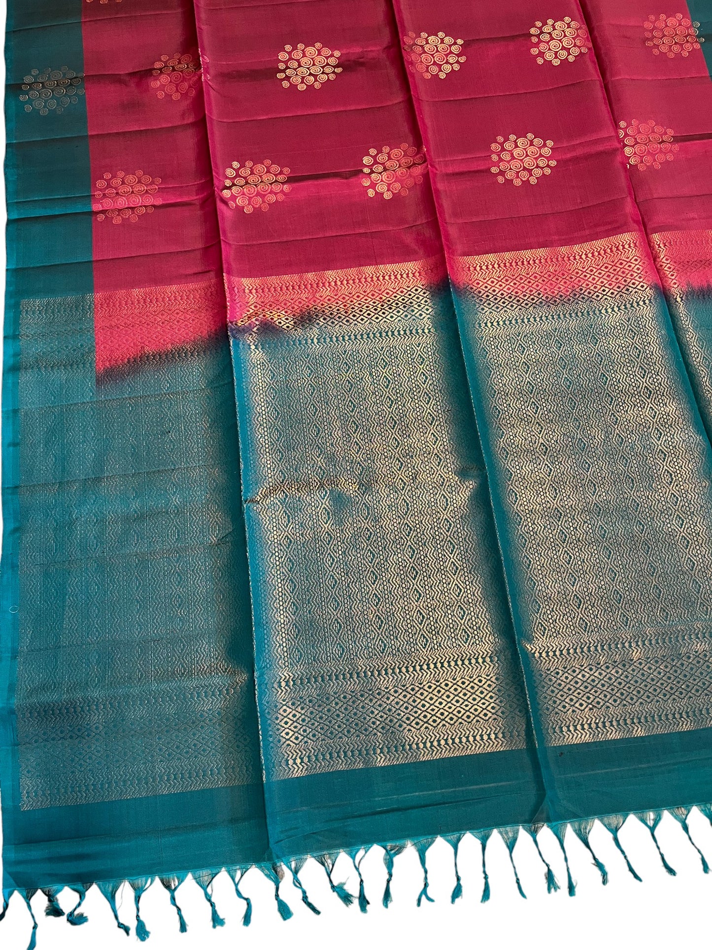 Southloom Pure Handloom Kanchipuram Silk Saree with Butta Work (Maroon & Blue)