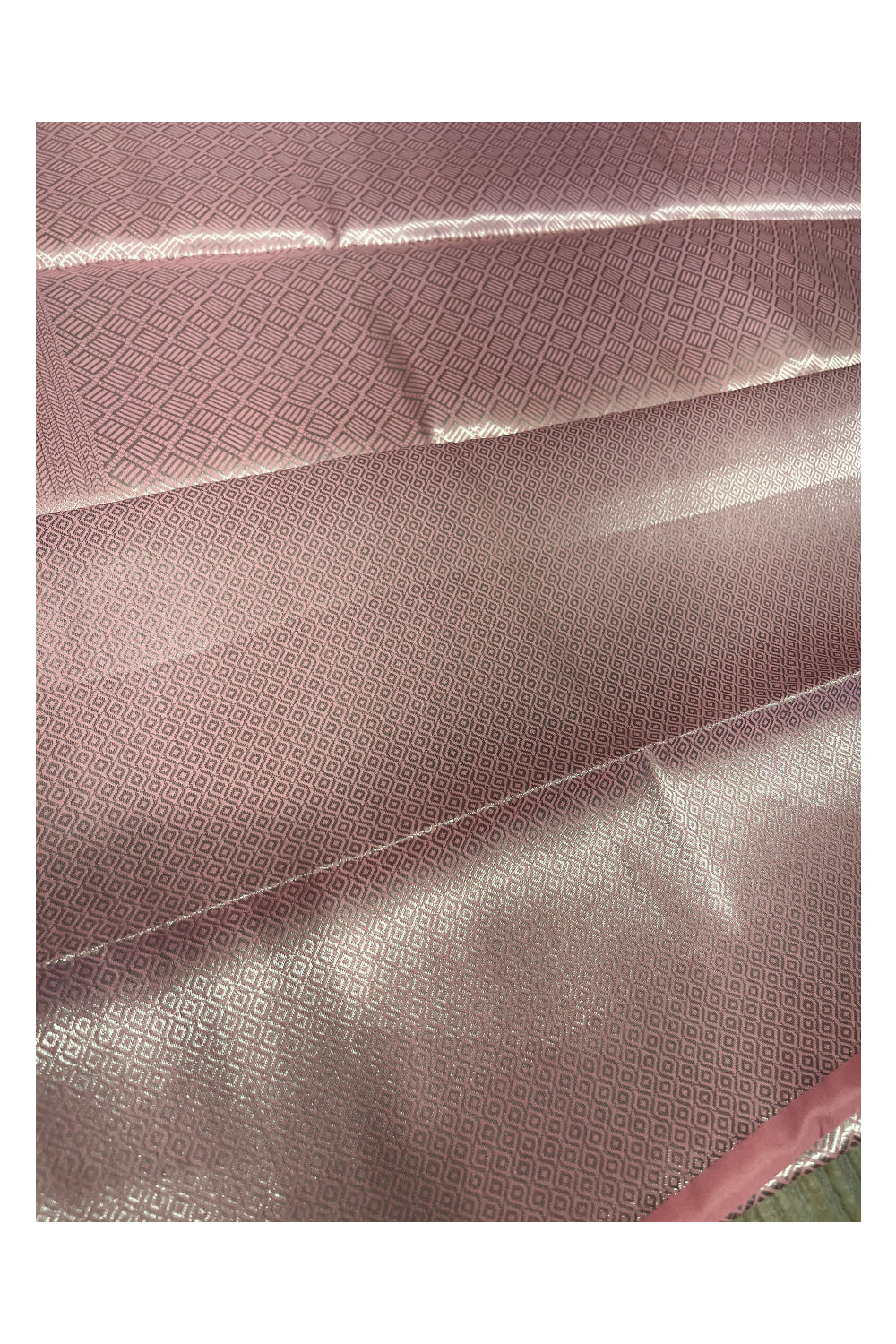 Southloom Banarasi Silver Zari Brocade Work Silk Saree in Pink Pastel Shade