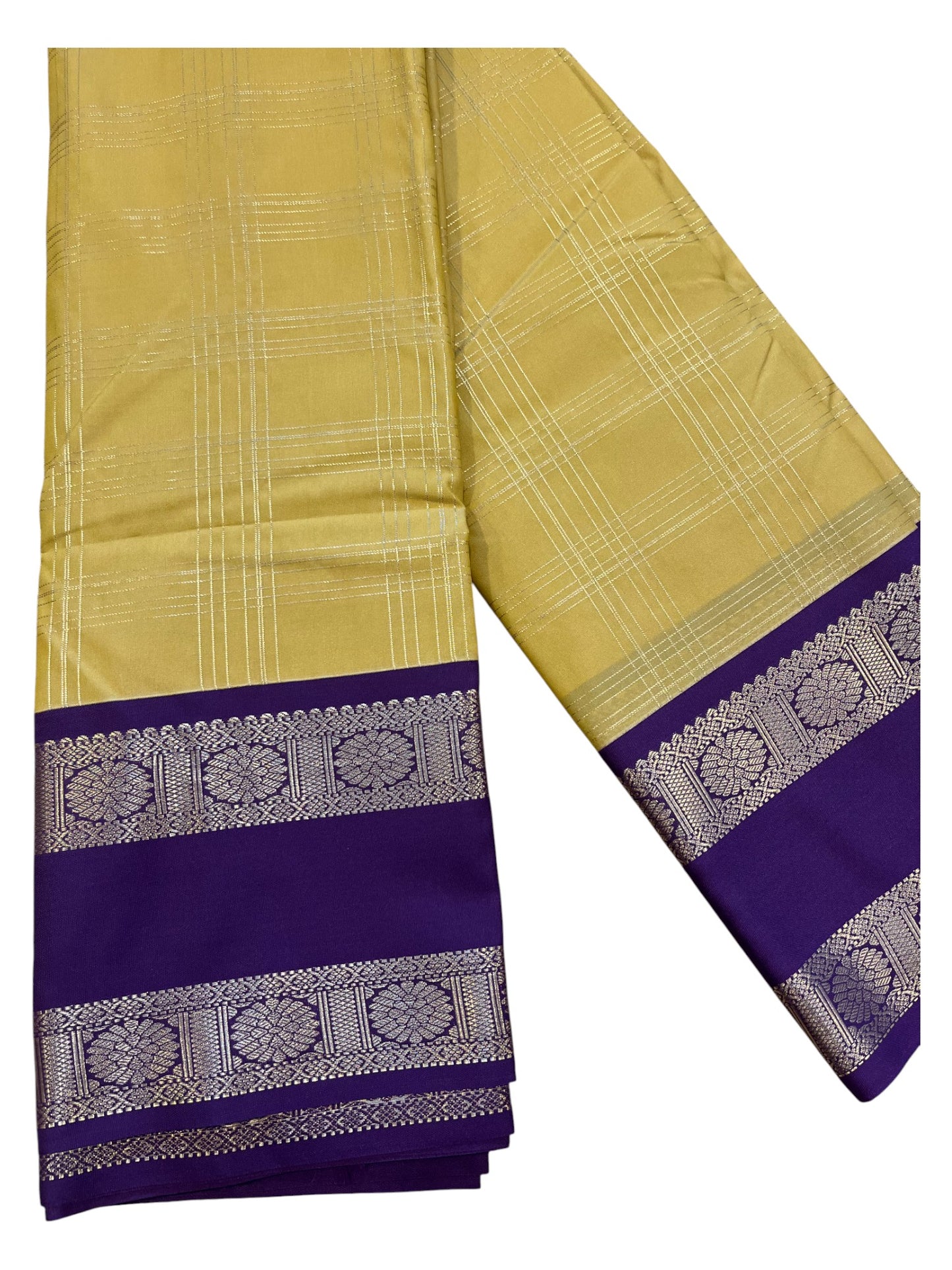 Southloom Banarasi Semi Silk Saree with Woven Work on Body (Yellow)
