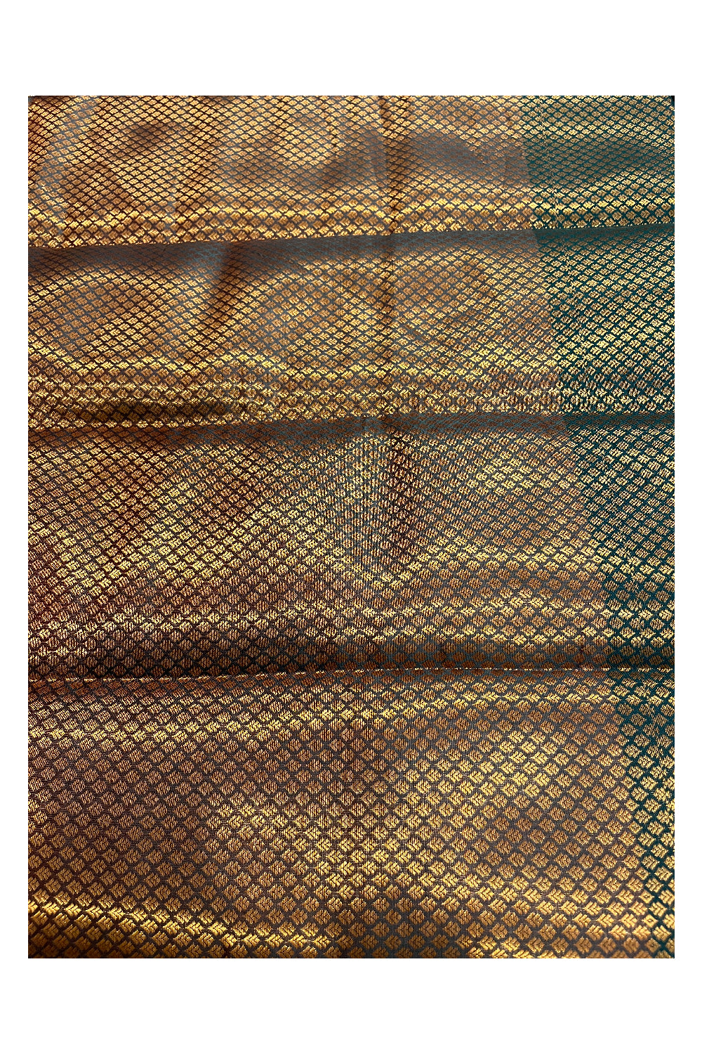 Southloom Banarasi Silk Brocade Bridal Saree WIth Woven Borders And Blouse Piece in Gold And Blue
