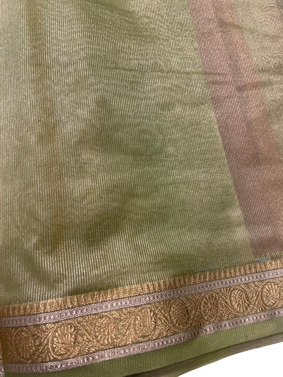 Southloom Tissue Organza Saree With Stripes Design in Multicolour SL353