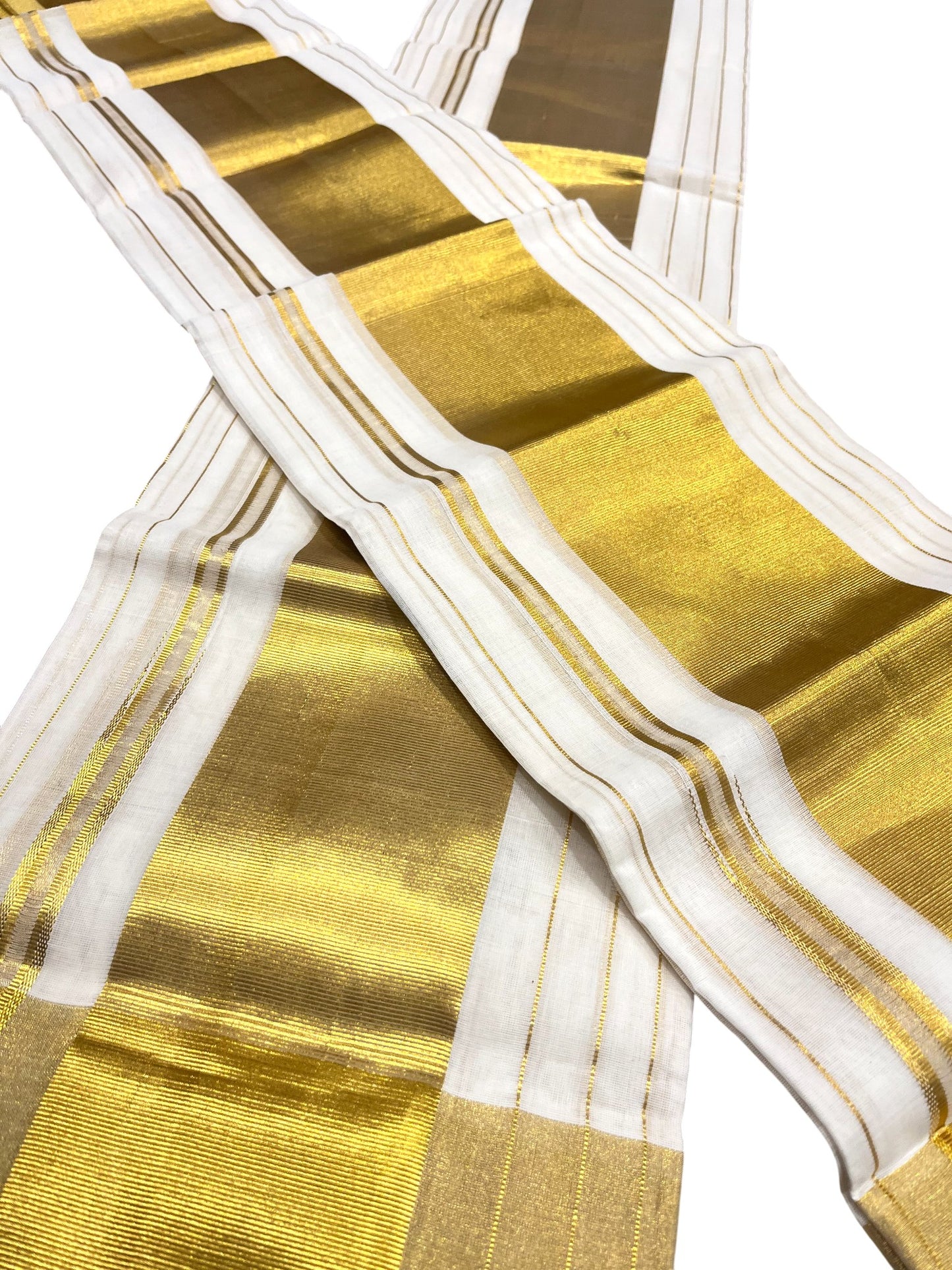 Southloom Premium Handloom Set Mundu with Kasavu and Golden Border (2.80 Mtr)