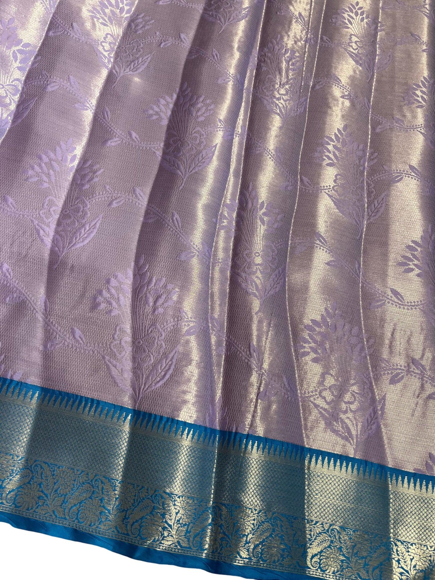 Southloom Tissue Silk Saree with Woven Work on Body and Borders (Blue & Lavendar)