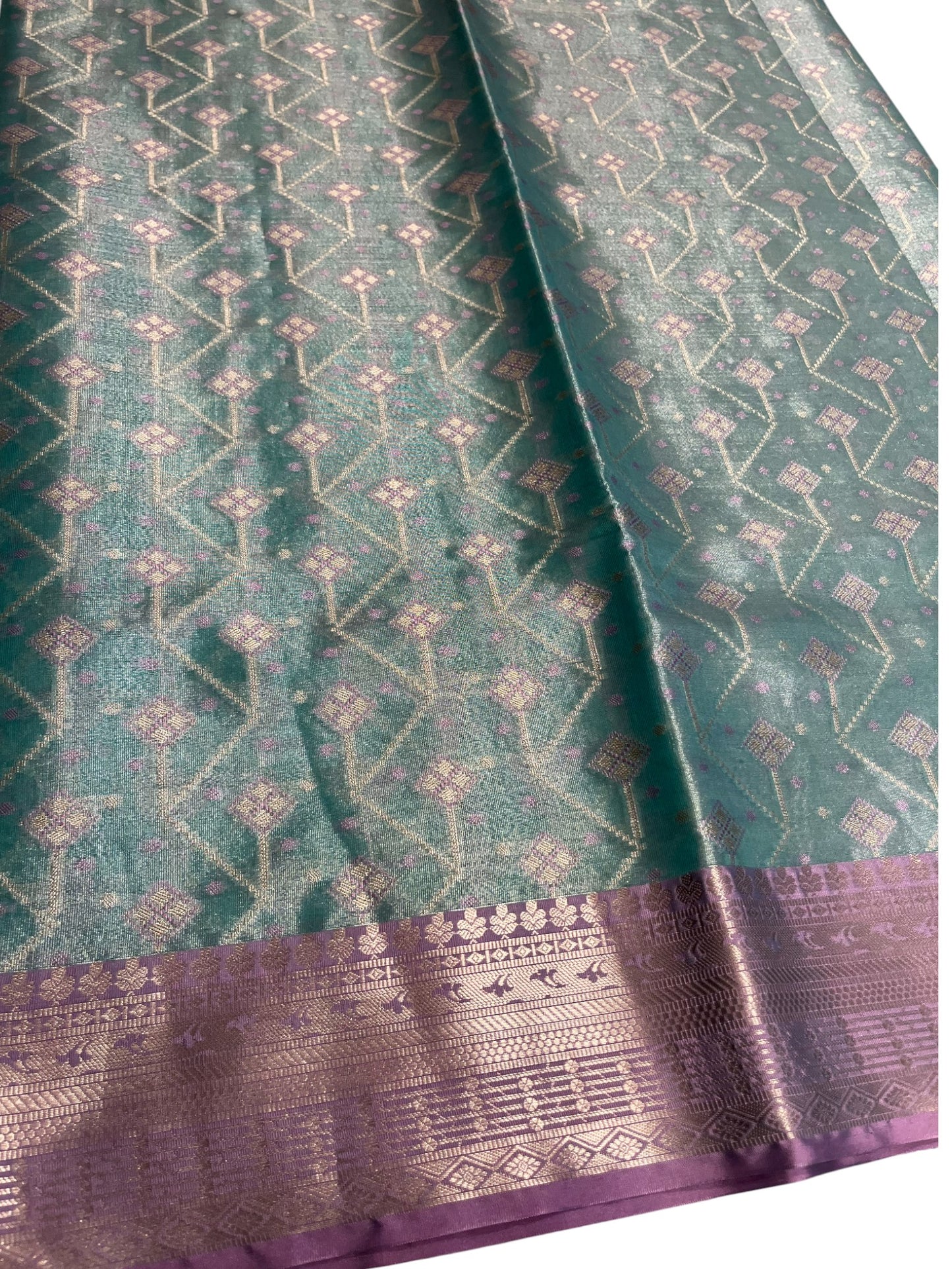 Southloom Semi Banarasi Katan Tissue Saree with Woven Work on Body and Borders