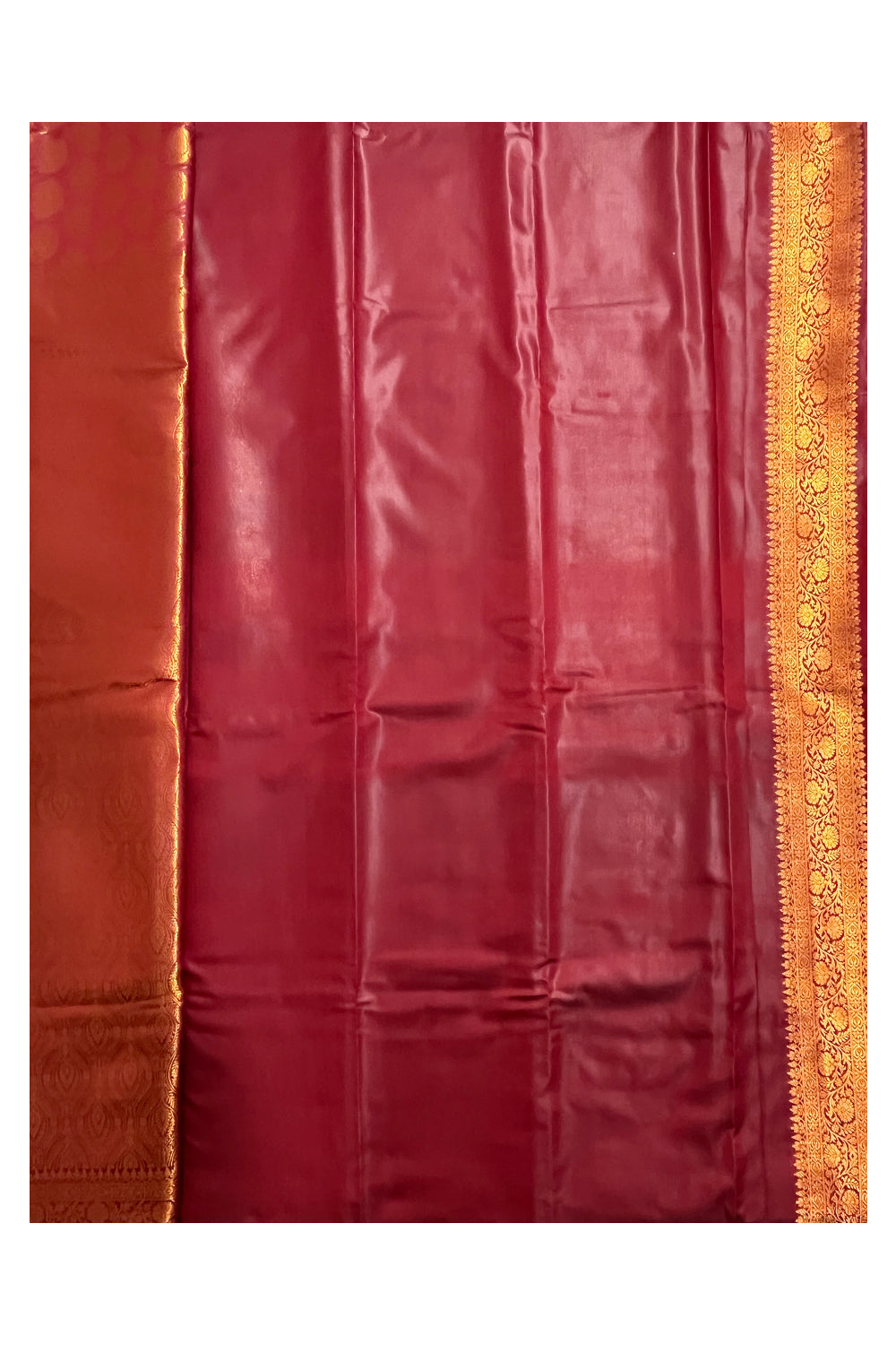 Southloom Banarasi Silk Brocade Bridal Saree WIth Woven Borders And Blouse Piece in Gold and Brown